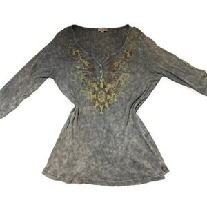 Soft Grunge 3/4 Length Sleeve Alt Punk Y2K Top sz XL